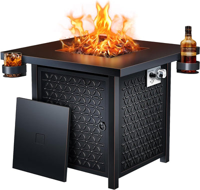 28 Inch Fire Pit Table with Cup Holders
