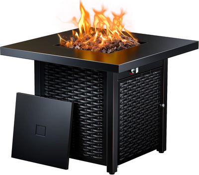 Ciays 32 Inch Propane Fire Pit, CSA-Listed Outdoor Gas Fire Pits 50,000 BTU Steel Fire Pit Table with Lid, Add Warmth and Ambience to Gatherings and Parties On Patio Deck Garden, Black,CIFPT4B