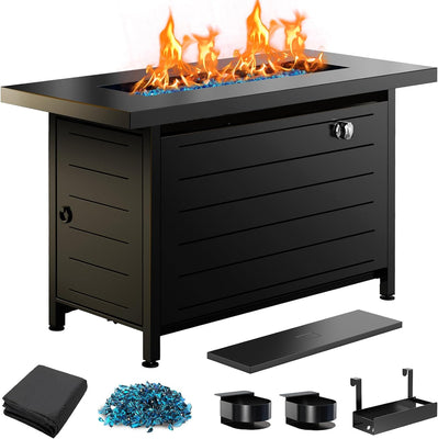 43 Inch Gas Fire Pit Table with Cup Holders