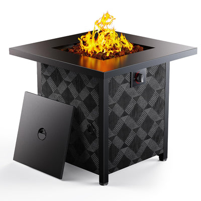 Ciays Propane Fire Pits 28″ Outdoor Gas Fire Pit, 50,000 BTU Square Fire Pit Table with Lava Rocks, 2-in-1 Fire Table with Removable Lid, CSA-Certified for Outside Patio, Parties, Backyard, Garden